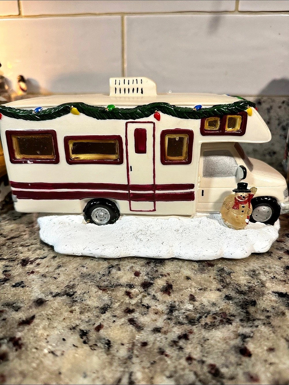 Holiday RV Christmas Decor with Snowman in White & Red